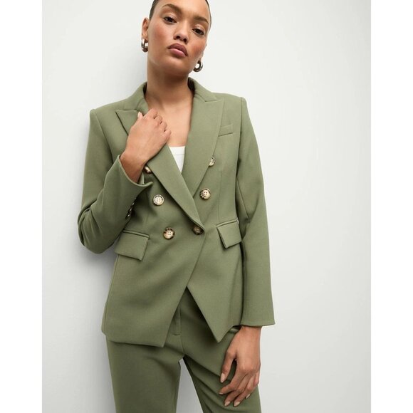 Veronica Beard Stone Army Green Classic Miller Dickey Blazer Women's 2 Gold - Picture 1 of 11